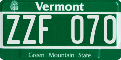 VT license plate ZZF070