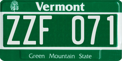 VT license plate ZZF071