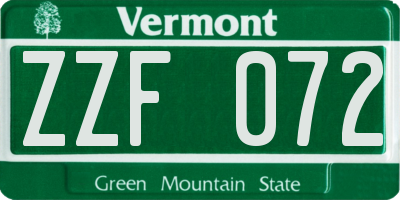 VT license plate ZZF072