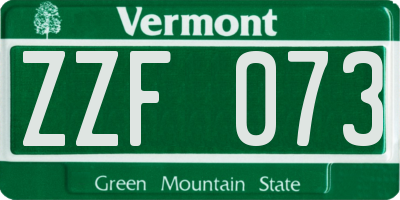 VT license plate ZZF073