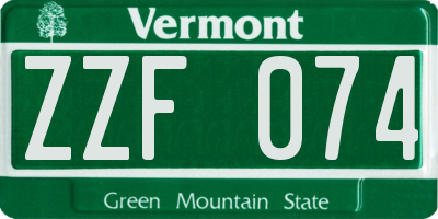 VT license plate ZZF074