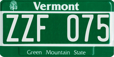 VT license plate ZZF075