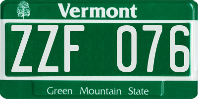 VT license plate ZZF076