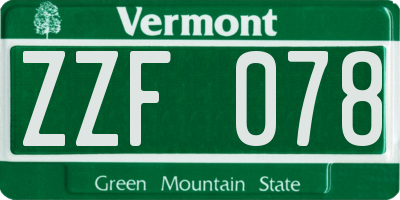 VT license plate ZZF078