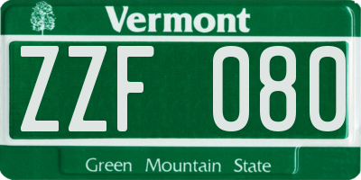 VT license plate ZZF080