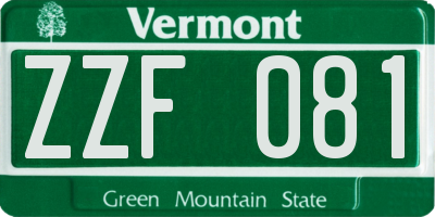 VT license plate ZZF081