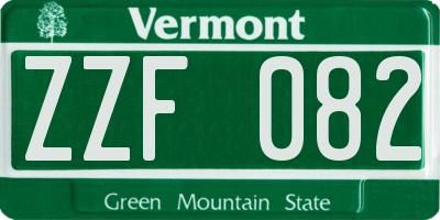 VT license plate ZZF082