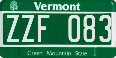 VT license plate ZZF083
