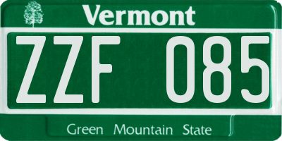 VT license plate ZZF085
