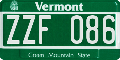 VT license plate ZZF086