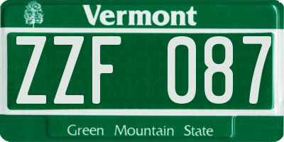 VT license plate ZZF087