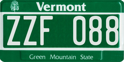 VT license plate ZZF088