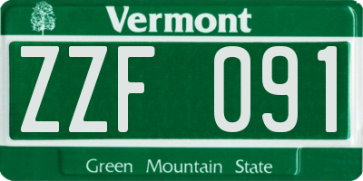 VT license plate ZZF091