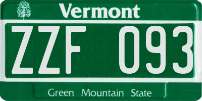VT license plate ZZF093