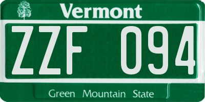 VT license plate ZZF094