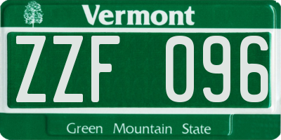 VT license plate ZZF096