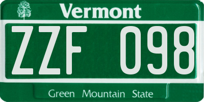 VT license plate ZZF098