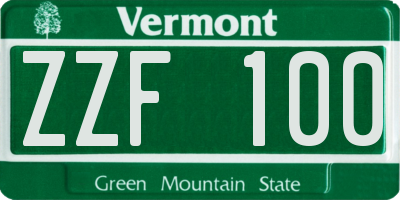 VT license plate ZZF100