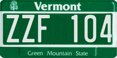 VT license plate ZZF104