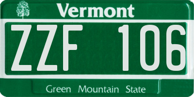 VT license plate ZZF106