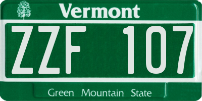 VT license plate ZZF107