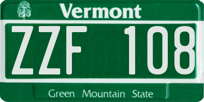 VT license plate ZZF108