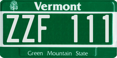 VT license plate ZZF111