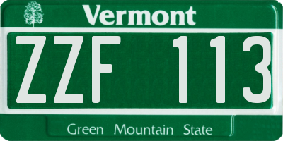 VT license plate ZZF113