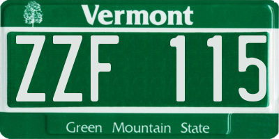 VT license plate ZZF115