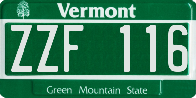 VT license plate ZZF116