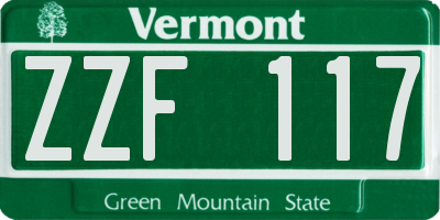 VT license plate ZZF117