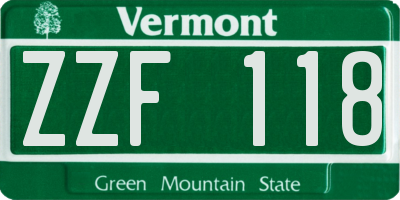 VT license plate ZZF118