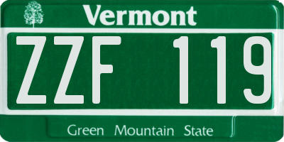 VT license plate ZZF119