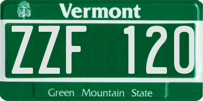 VT license plate ZZF120