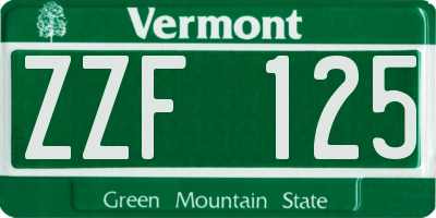 VT license plate ZZF125