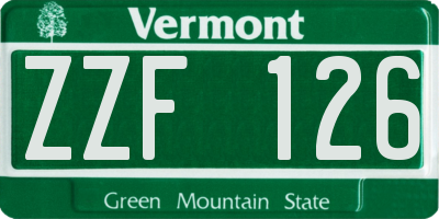 VT license plate ZZF126