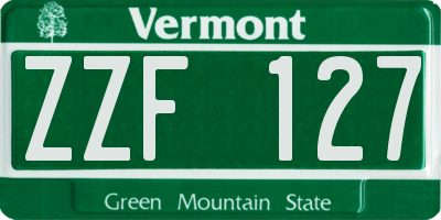 VT license plate ZZF127