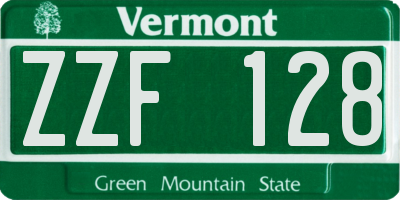 VT license plate ZZF128