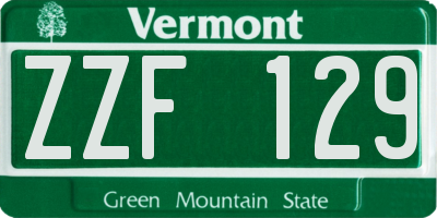 VT license plate ZZF129