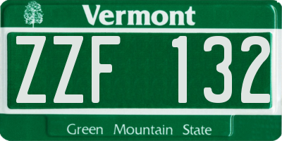 VT license plate ZZF132