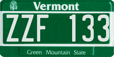 VT license plate ZZF133