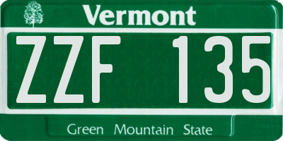 VT license plate ZZF135