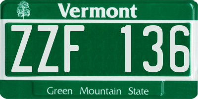 VT license plate ZZF136
