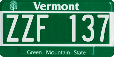 VT license plate ZZF137