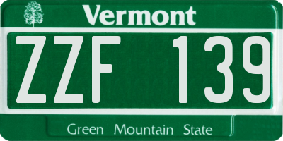 VT license plate ZZF139