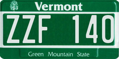 VT license plate ZZF140