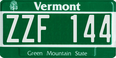 VT license plate ZZF144