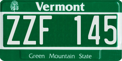 VT license plate ZZF145