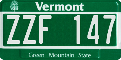 VT license plate ZZF147