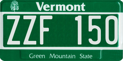 VT license plate ZZF150